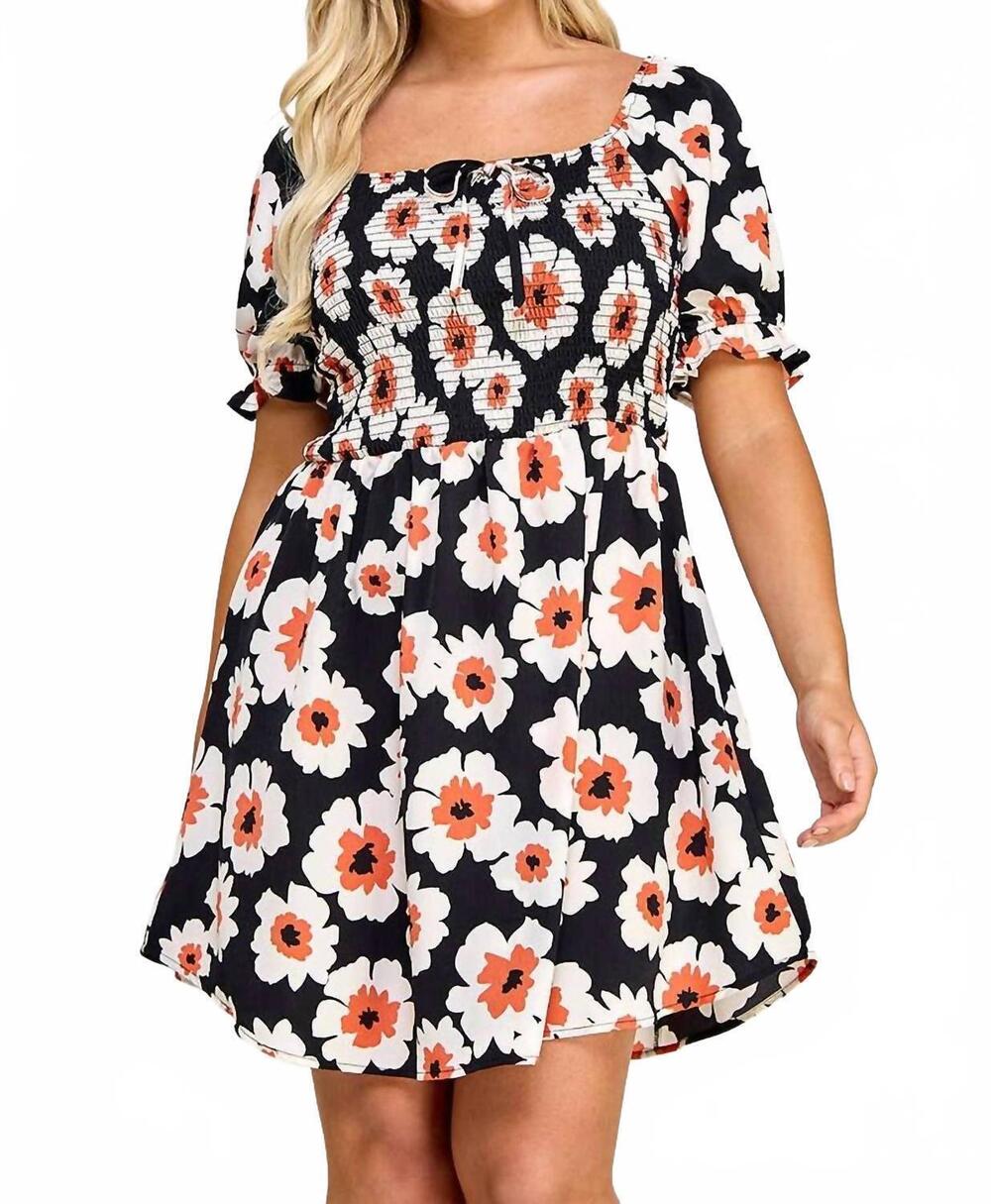 NEW HAUTE FOX gracie smocked babydoll dress in black